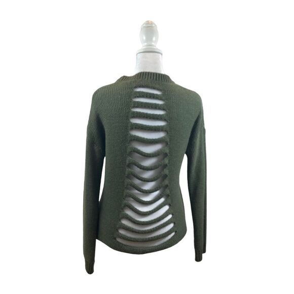 Don’t Ask Why Green Distressed Back Crew Neck Sweater Size‎ Small - Picture 9 of 12